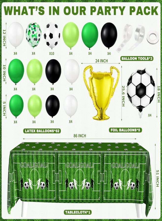 BORAMDO Soccer Birthday Party Decorations 87Pcs Soccer Birthday Party Supplies Including Tablecloth Backdrop Banner Cake Topper Latex Balloons Foil Balloons Decorations Kit - Image 3